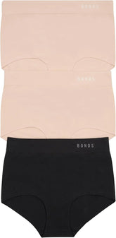 Bonds Women's Seamless Invisi Full Brief Underwear in Cotton-rich Blend for Women, 3-pack