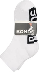 Bonds Men's Quarter Crew Socks With Cushioned Sole in Stretchy Cotton Blend, Unisex 3-pack
