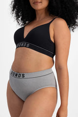 Bonds Women's High-Waist Bikini Underwear, Seamless Ribbed Stretch, High-Leg, Everyday Comfort