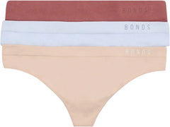 Bonds Women's Seamless Invisi Thong With Mid Rise Fit in Cotton-rich Blend for Women, 3-pack