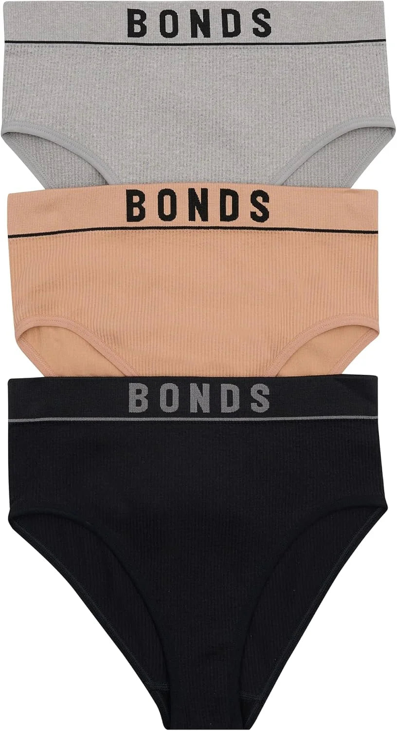 Bonds Women's High-Waist Bikini Underwear, Seamless Ribbed Stretch, High-Leg, Everyday Comfort