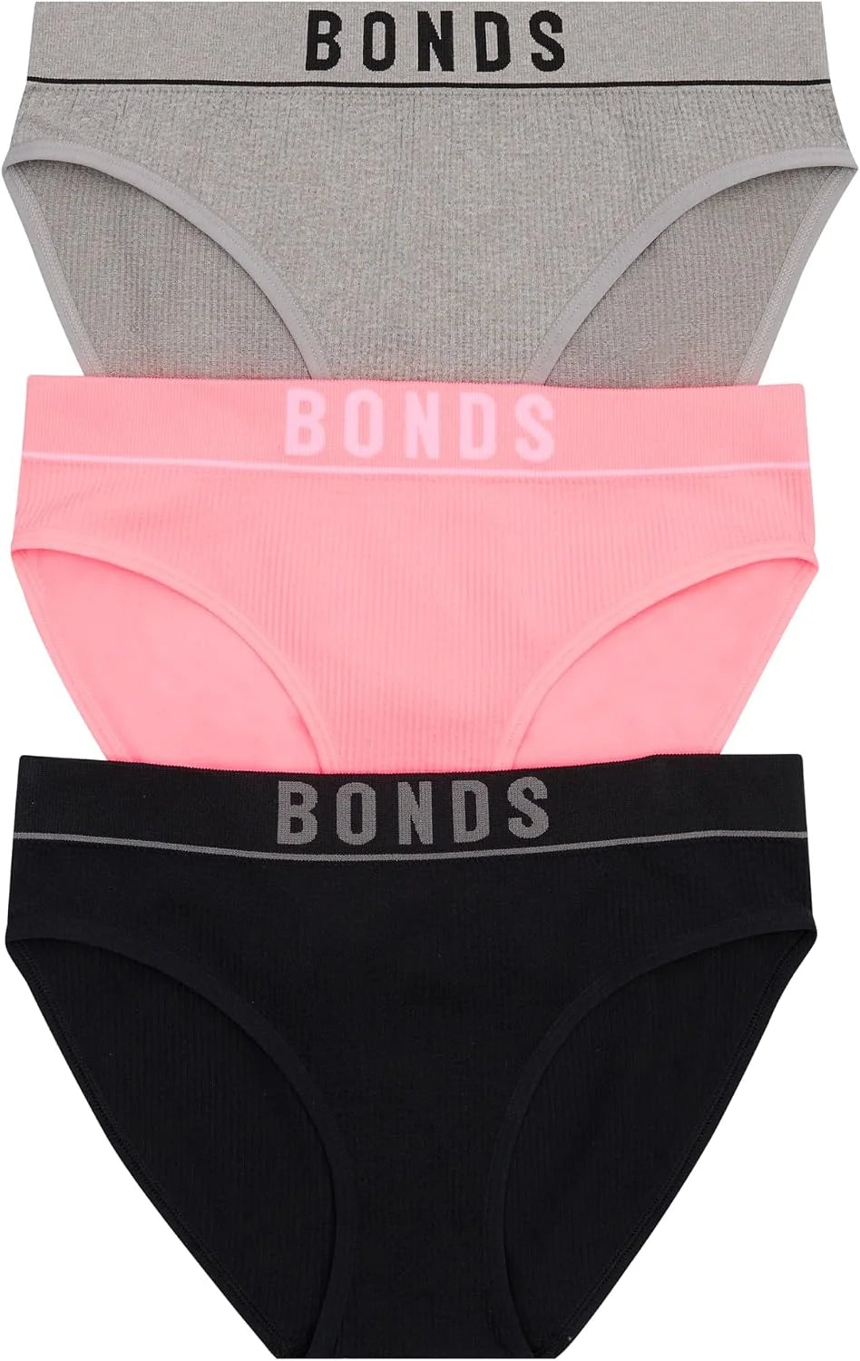 Bonds Women's Seamless Stretch Rib Hipster High Leg Underwear for Women, 3-pack