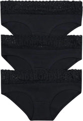 Bonds Women's Underwear Hipster Pack, Lace-top Icons Hipster Panties for Women, Stretchy Cotton-blend Underwear, 3-pack