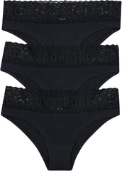 Bonds Women's Underwear Pack, Lace-top Icons Cheeky Panties for Women, Stretchy Cotton-blend Underwear, 3-pack