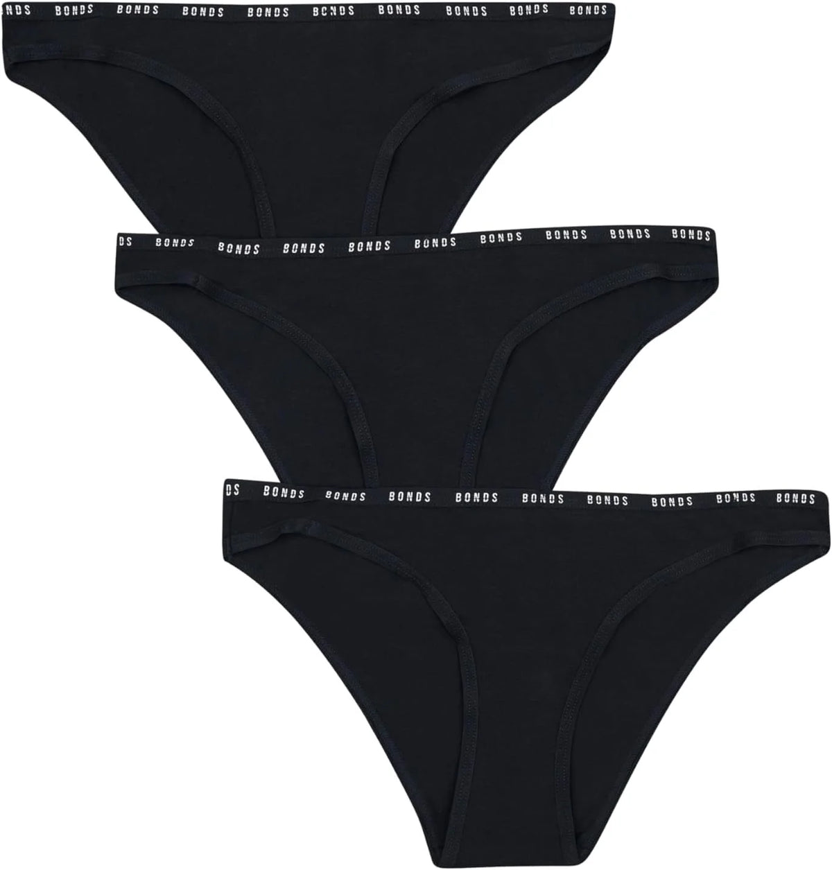 Bonds Women's High-cut Bikini Panties 3-pack – Stretch Cotton-blend, Soft Everyday Comfort